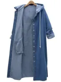 Casual Hoodie Denim Buttoned Coat