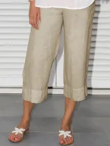 Plus Size Elastic Waist Solid Short Pants