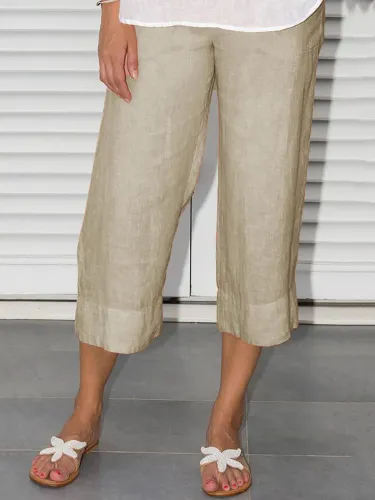 Plus Size Elastic Waist Solid Short Pants
