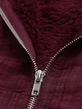 Wine Red Hoodie Zipper Solid Casual Coats