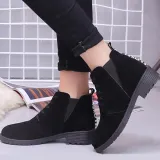 Women Spring Ankle Suede Lace-Up Casual Boots