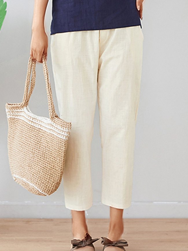 Plus Size Women Plain Casual Pants