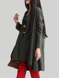Buttoned Solid Cotton Ponchos & Cape