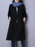 Gray Long Sleeve Embossed Solid Coat