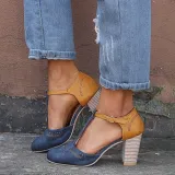 Summer Adjustable Buckle Chunky Heel Shoes