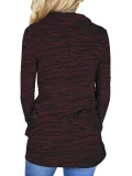 Cowl Neck Long Sleeve Spandex Pockets Women Clothing