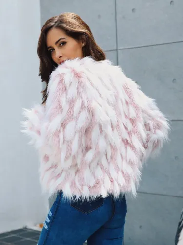 Faux Fur Plaid Patchwork Winter Coat
