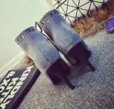 Gray Lace-up Daily Spring/Fall Stiletto Heel Boots