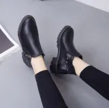Khaki Spring/Fall Chunky Heel Zipper Boot
