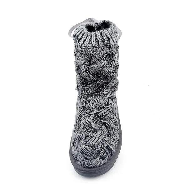 Women Braided Platform Knitted Fabric Winter Back Lace-up Daily Boots