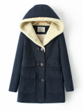 Woolen Lapel Pockets Long Sleeve Vintage Coat