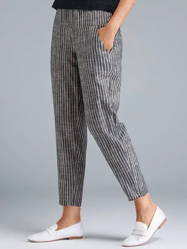 Plus Size Women Striped Casual Pants