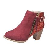 Women Flocking Booties Casual Zipper Plus Size Shoes
