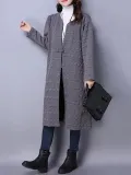 Gray Long Sleeve Embossed Solid Coat