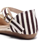 Women Preppy Canvas Fisherman Shoes Buckle Hollow Out Flats