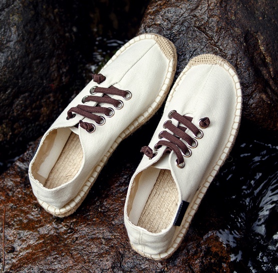 Plus Size Unisex Canvas Flat Heel Stitching Shoes Daily Solid Color Spring/Fall Lace Flats