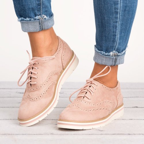 Womens Fashion Suede Artificial Leather Brogue Shoes