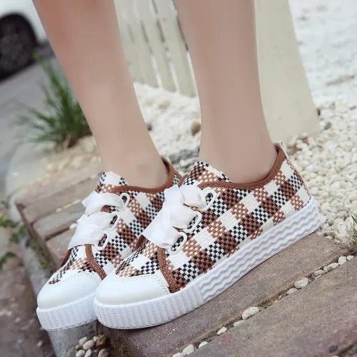 Lace-Up Flat Heel Color Block Flats