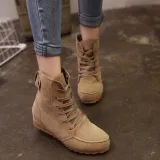 Round Toe Women Ankle Lace-Up Boots