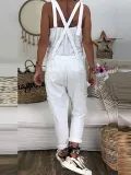 Red Patchwork Cotton-Blend Square Neck Casual One-Pieces