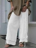 Plus Size Women Linen Casual Pants Solid Cotton Summer Bottoms