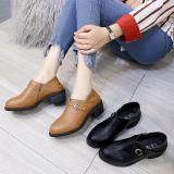 Brown PU Chunky Heel Buckle Daily Boots