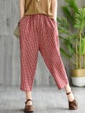 Plaid Elastic Waist Vintage Harem Pants