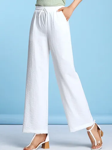 Plus Size Women Plain Casual Wide Leg Shorts