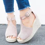 Adjustable Buckle Artificial Nubuck Shoes