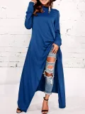 Long Sleeve Solid Asymmetric Plus Size Hoodies