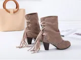 Women Plus Size High Heel Daily Faux Suede Applique Boot