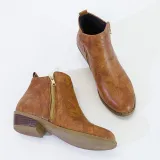 Women Ankle Boots Casual Chic Zipper Boots Artificial Leather Leopard Booties