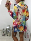 Hoodie Vintage Floral-Print Long Sleeve Coat
