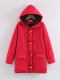 Horn Button Long Sleeve Cotton Quilted Coat
