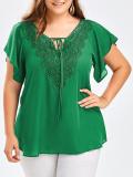 Plus Size Flare Sleeve Lace Blouse