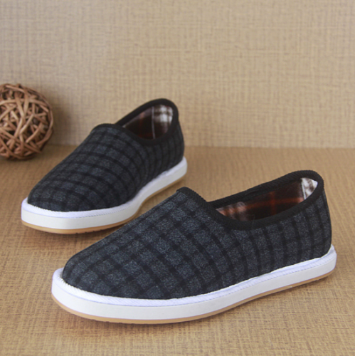 Tartan Flat Heel Casual Color Block Cotton Loafers