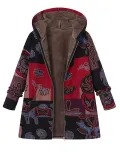 Fleece-lined Abstract Hoodie Winter Coat