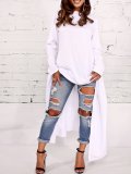 Long Sleeve Solid Asymmetric Plus Size Hoodies
