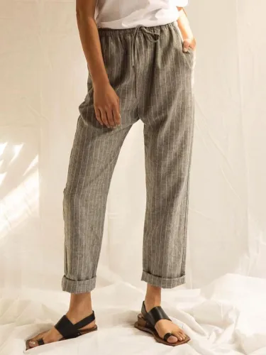 Plus Size Stripes Casual Pants
