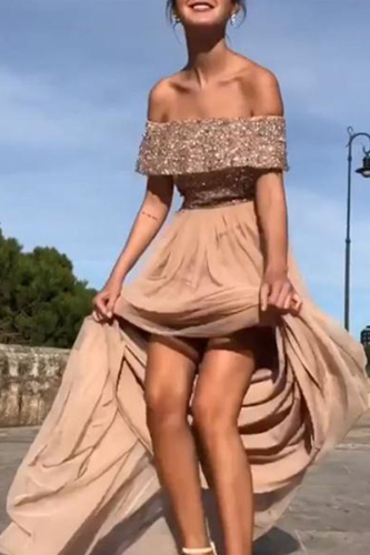 Sexy Off Shoulder Sequin Evening Dress Maxi Dresses