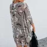 Sex Print Flare Sleeve Bikini Sun-Protective Beach Cardigan