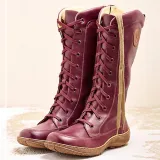 Women's casual lace-up zipper boots
