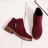 Green Slip-On Women's Suede Ankle Boots