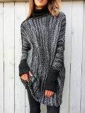 Casual Color-block Knitted Shift Sweater