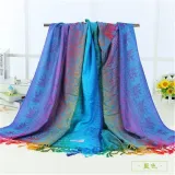 Rainbow Cotton Jacquard Scarves Shawls Silk Scarfs