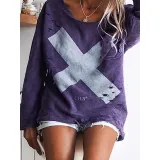 Casual Printed Hole Long Sleeve Knitwear