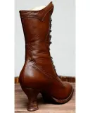 Brown Low Heel Ruched All Season Boots