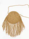 Women Hand-Woven Straw Shoulder Bag Tassel Beach Bag Handbag