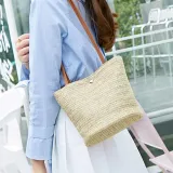 Bag - Ladies One-shoulder Bucket Straw Bag