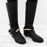 Vintage Adjustable Buckle Boots Plus Size Back Zipper Boots